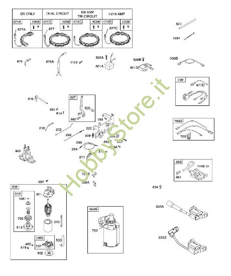 D - COMANDI, ALTERNATORE, COMPLESSIVO CAVI, DISPOSITIVO DI AVVIAMENTO ELETTRICO, MOLLA REGOLATORE, ACCENSIONE B&S - 31 €¦ 31R777-0007-B1 brand Stihl